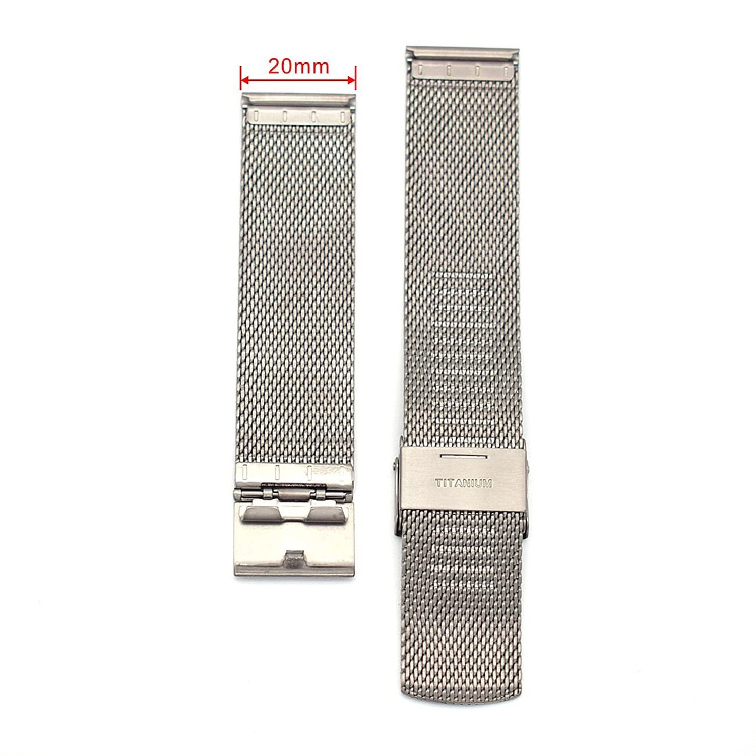 THEAGE Titanium Mesh Watch Band for Mens Women, Mesh Watch Straps 20mm