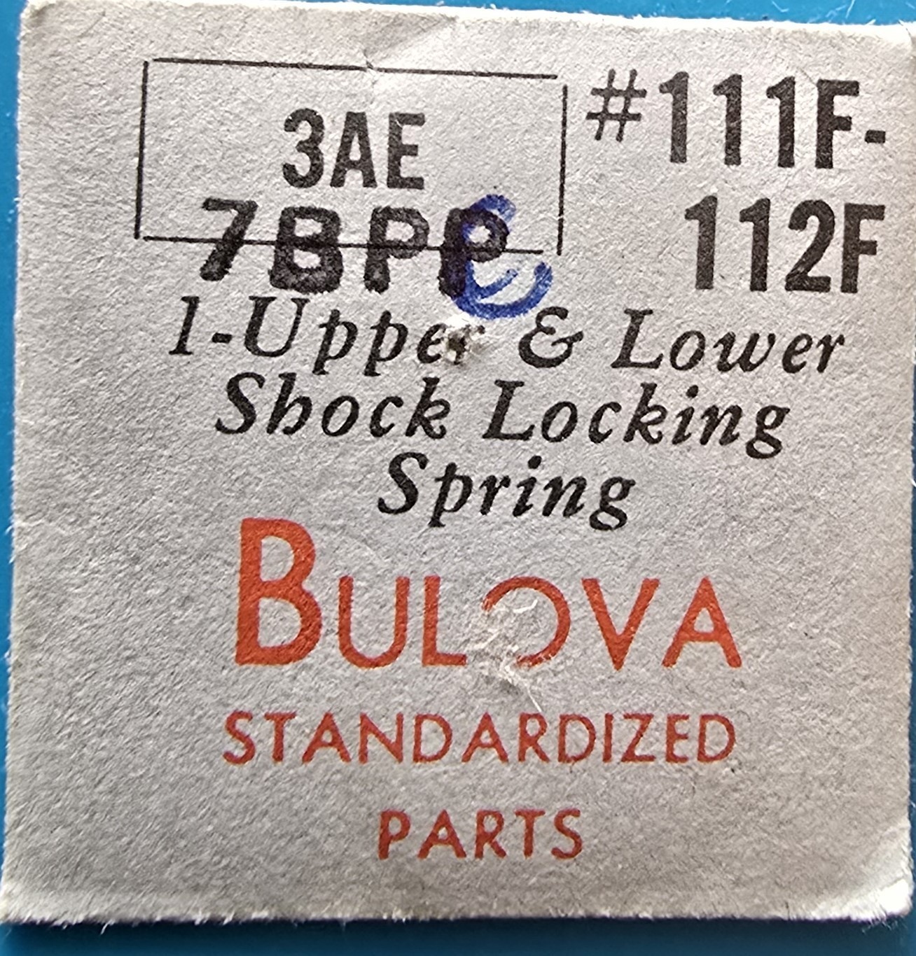 Bulova Cal. 3AF # 111F-112F Upper & Lower Shock Spring NOS