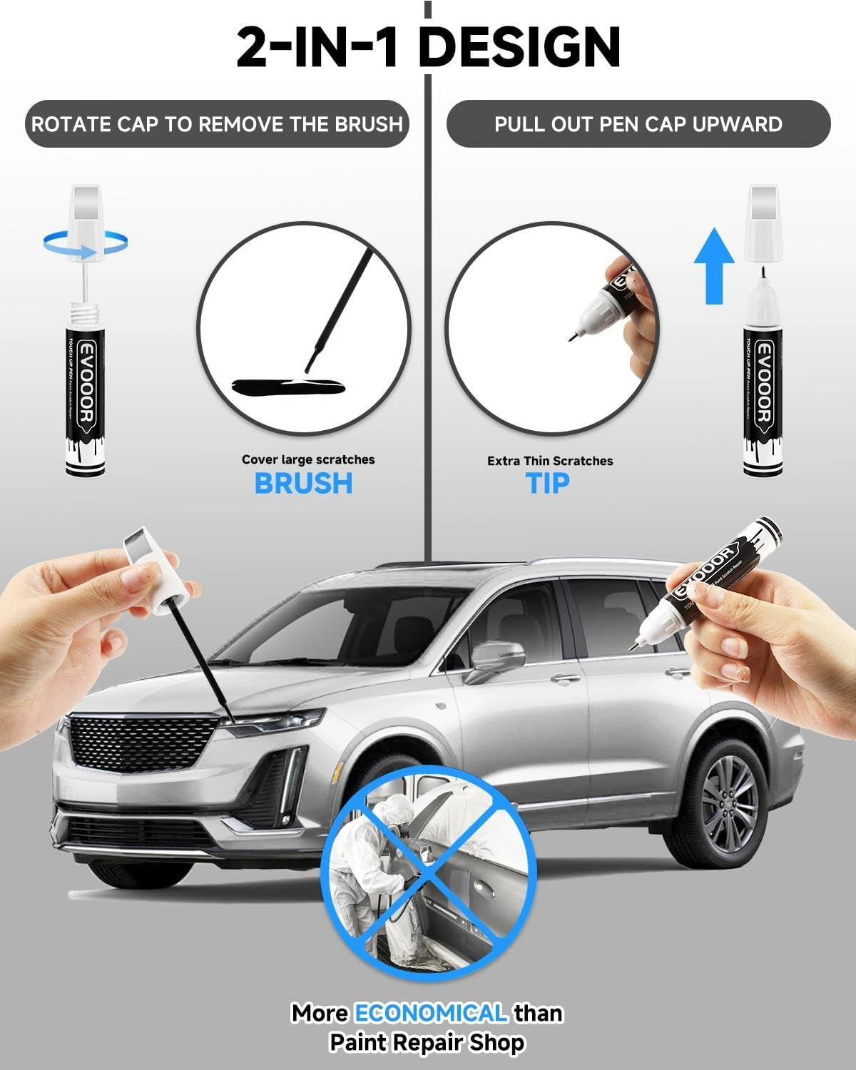 Crystal White Tricoat(G1W/Wa140X) Touch up Paint Compatible with Cadillac Exact