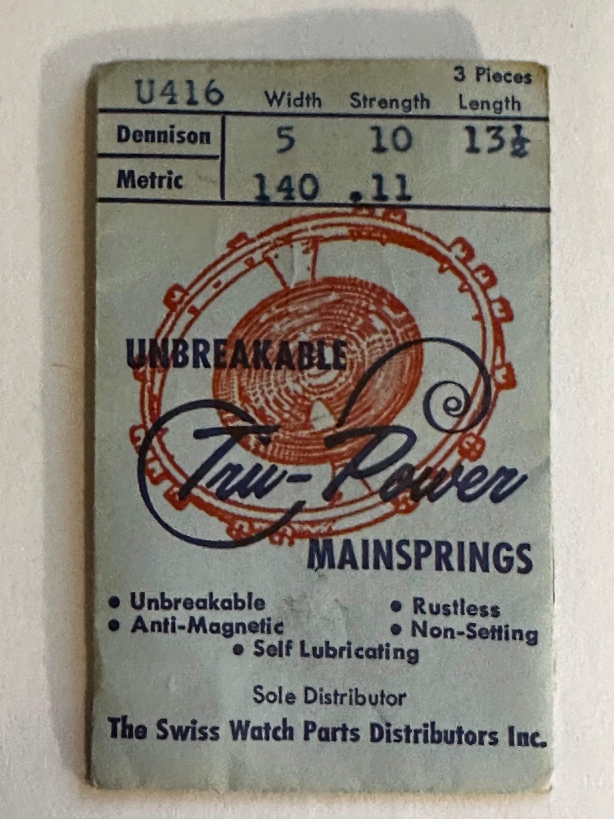 Tru-Power Mainspring U416 for Peseux 110, 111, Gruen 325, 3251, A. Michel 104, 1