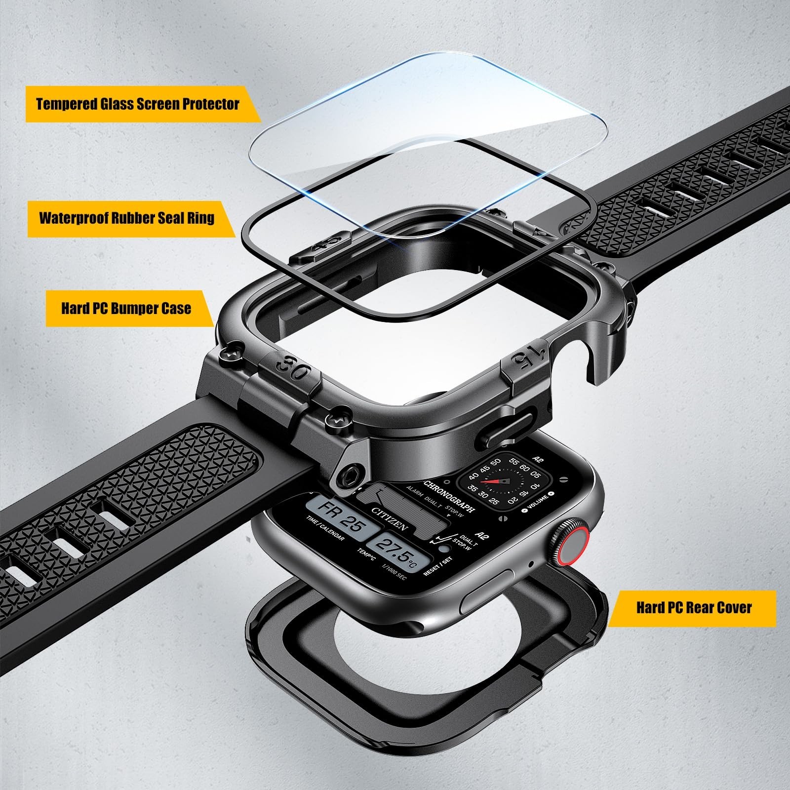 Dsytom Waterproof Case with Band Compatible for Apple Watch Band 45… Fast Ship