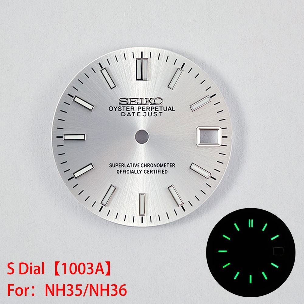 28.5mm Sunburst Watch Dial Green Blue Luminous Date Fit Nh35 Nh36 Movement