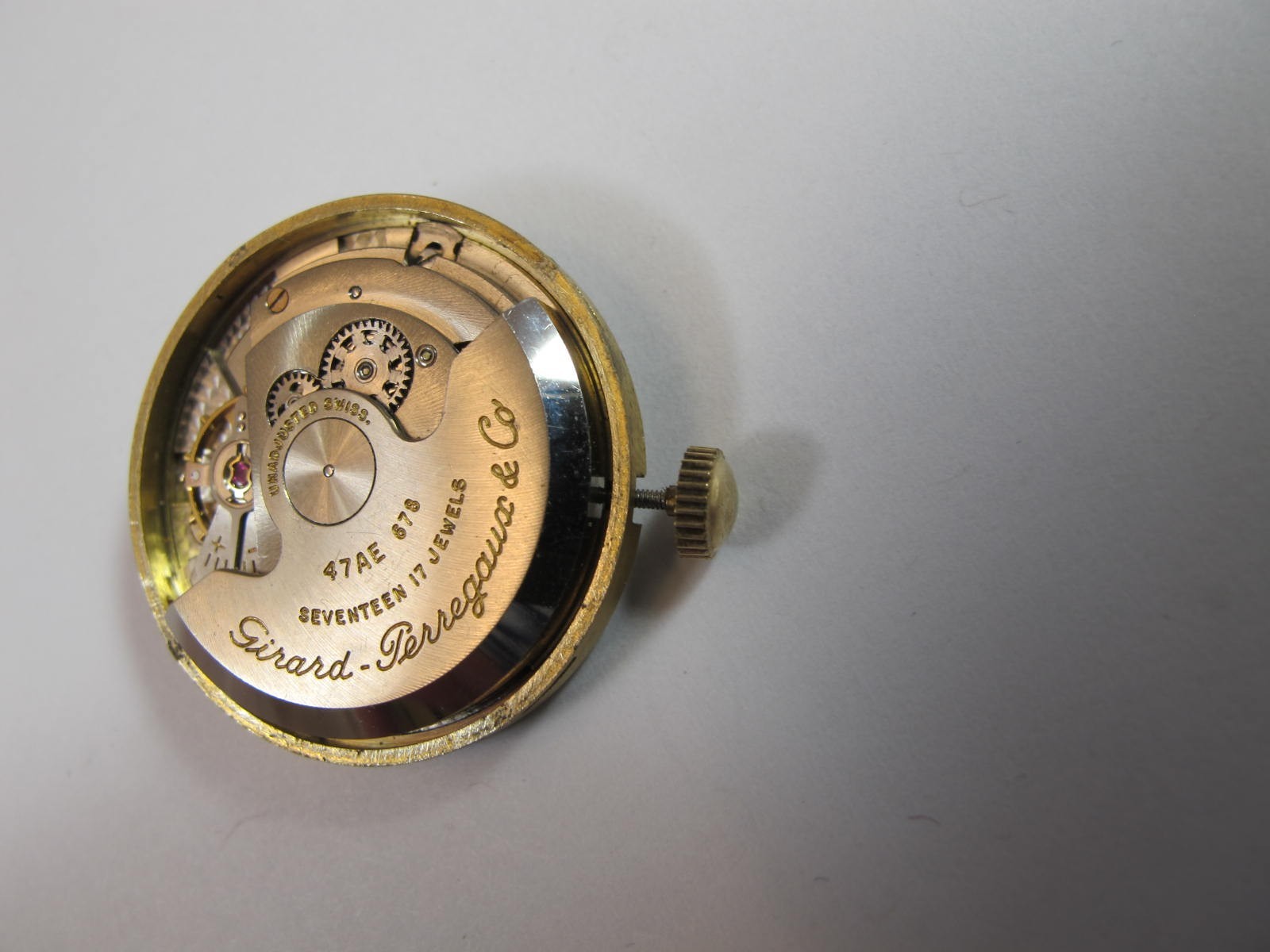 GIRARD PERREGAUX MENS VINTAGE 47AE 678 GYROMATIC MOVEMENT RUNS COMPLETE
