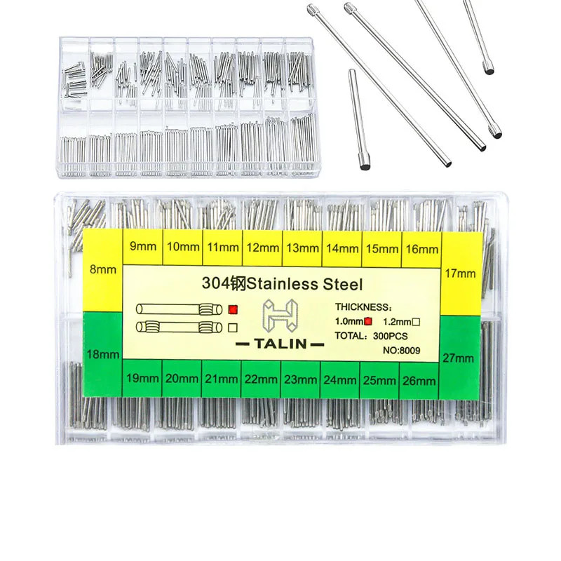 300PCS Steel Watch Strap Band Tube 8-27mm Friction Bar Link Pins 0.9 1 1.1 1.2mm