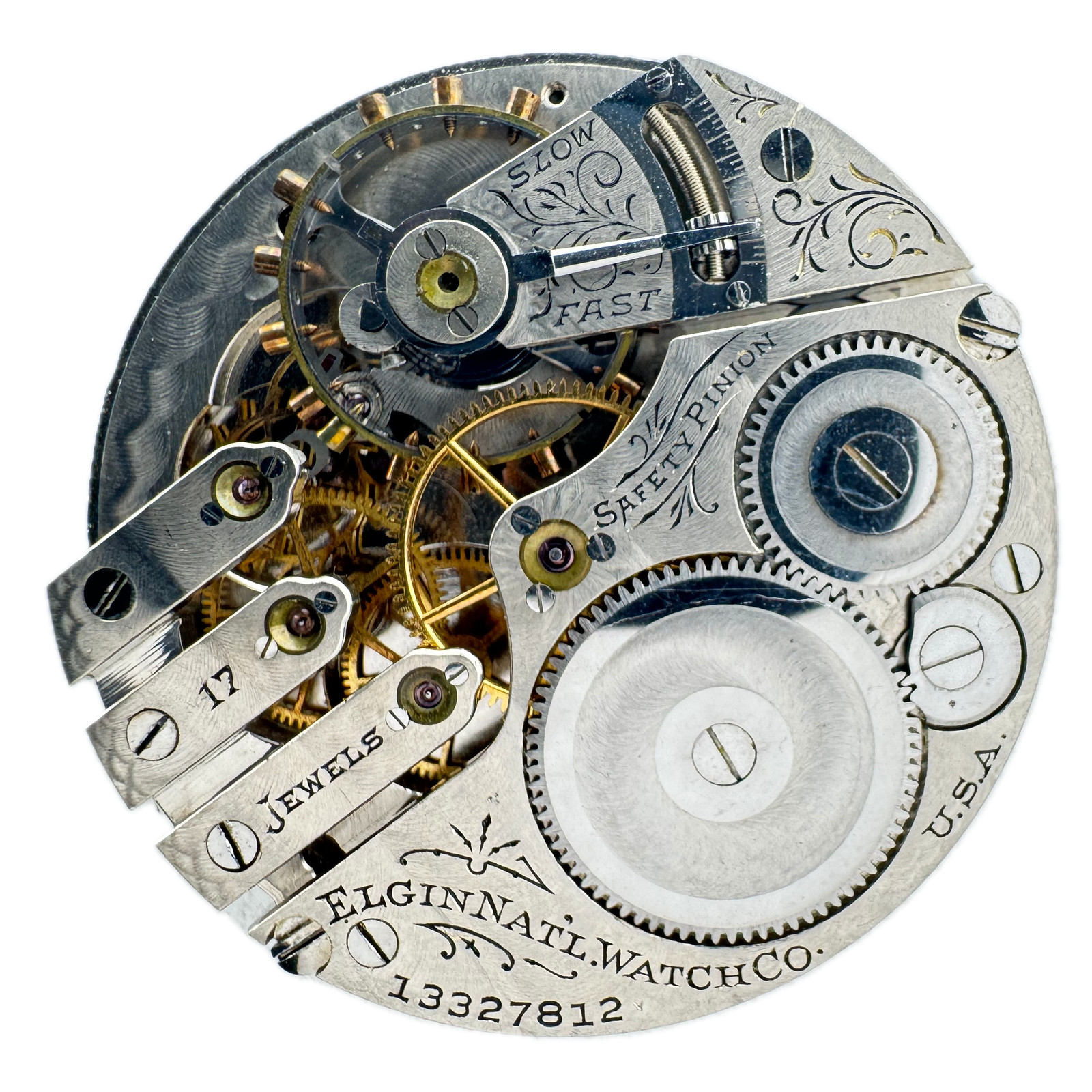 Antique 16s 1908 Elgin 3-Finger Bridge Mechanical Pocket Watch Movement 340 USA