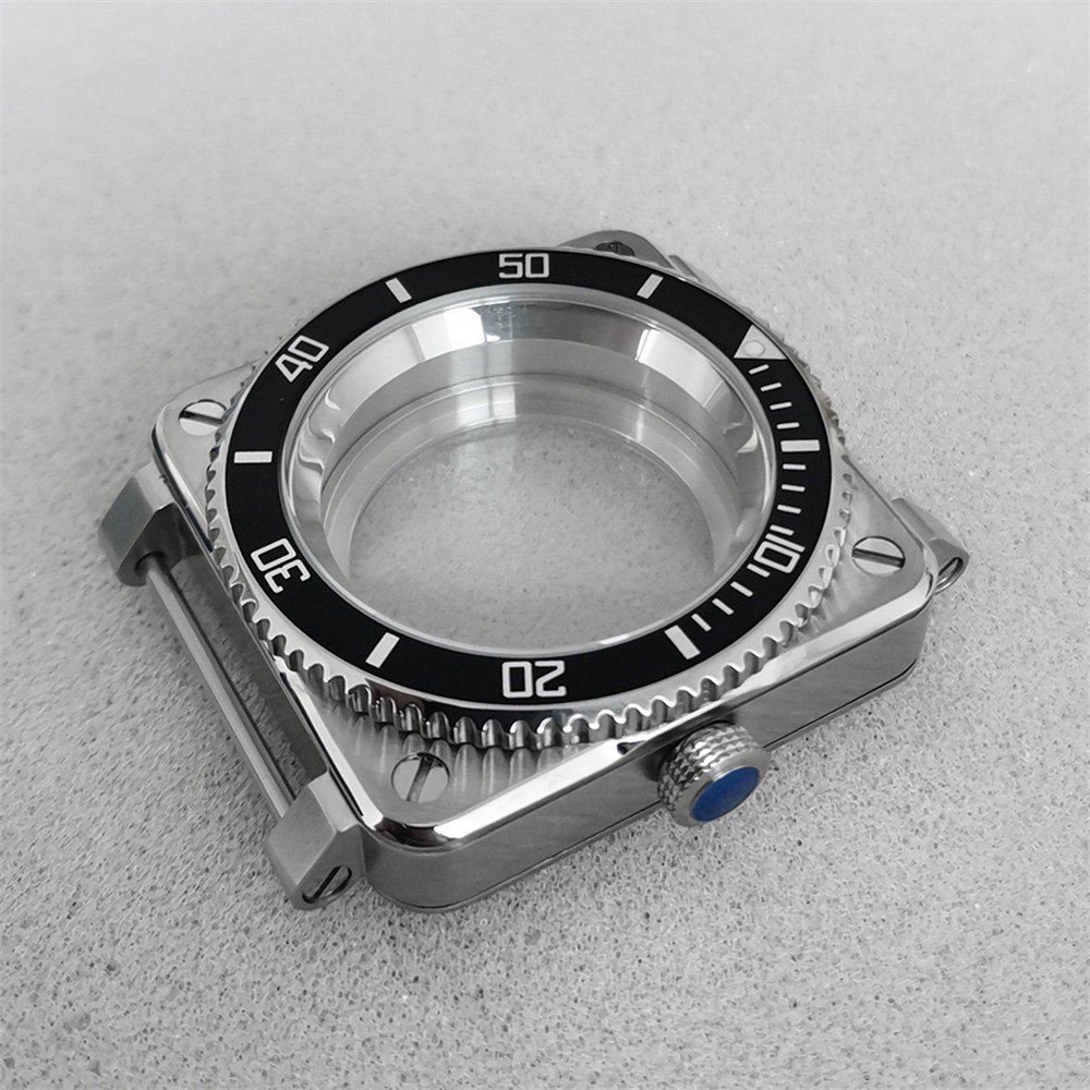 Square Watch Case Stainless Steel Sapphire Glass For NH35/NH36/4R/7S Movement