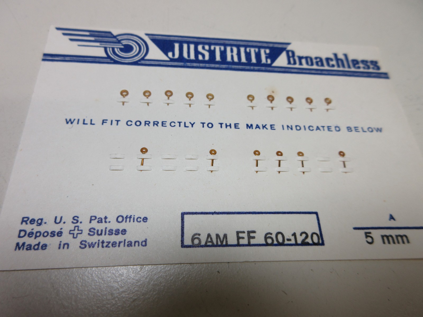 LOT JUSTRITE WATCH HANDS 6 AM FF 60-120 WATCHMAKER REPLACEMENT PARTS #50