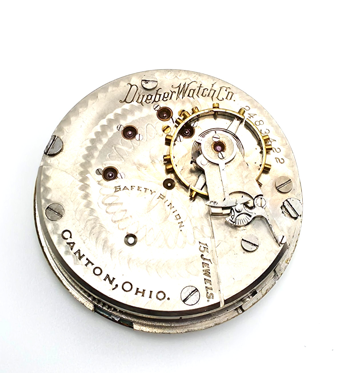 Hampden Watch Co 15 Jewel Pocket Watch Movement AS-IS Parts/Repair #2483422