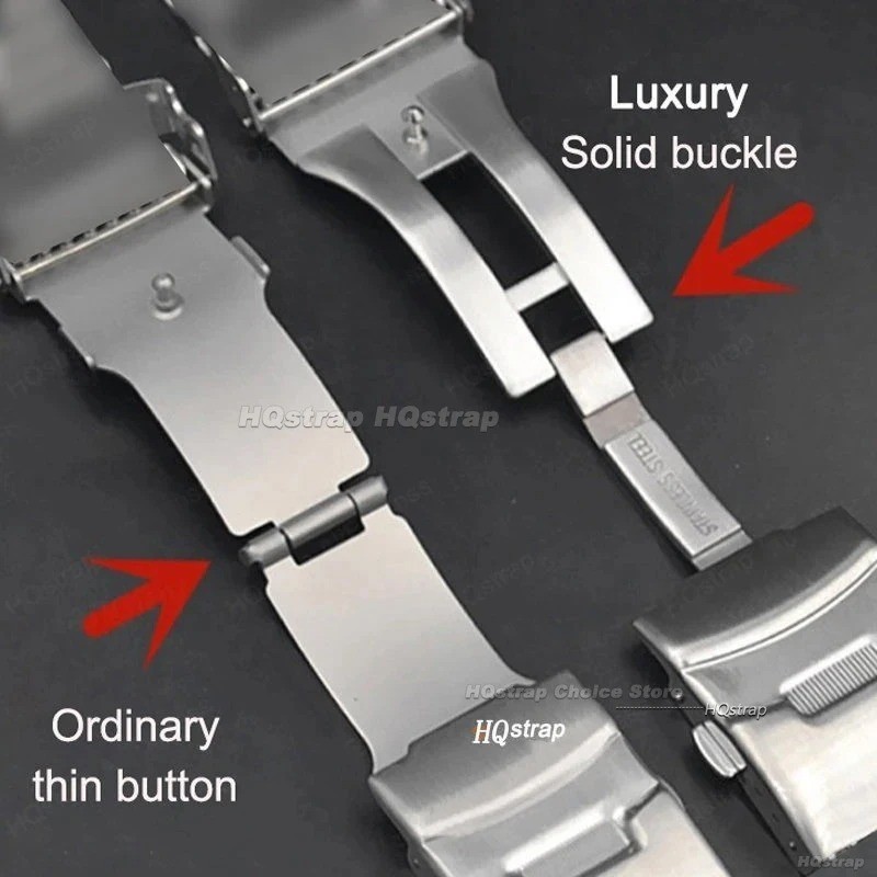 Strap for Seiko 18/20/22mm, Jubilee Style, Curved Stainless Steel End