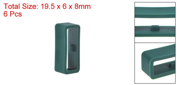 6pcs Watch Strap Loop Fastener Rings 16mm Rubber Watch Holder Keeper Dark Green