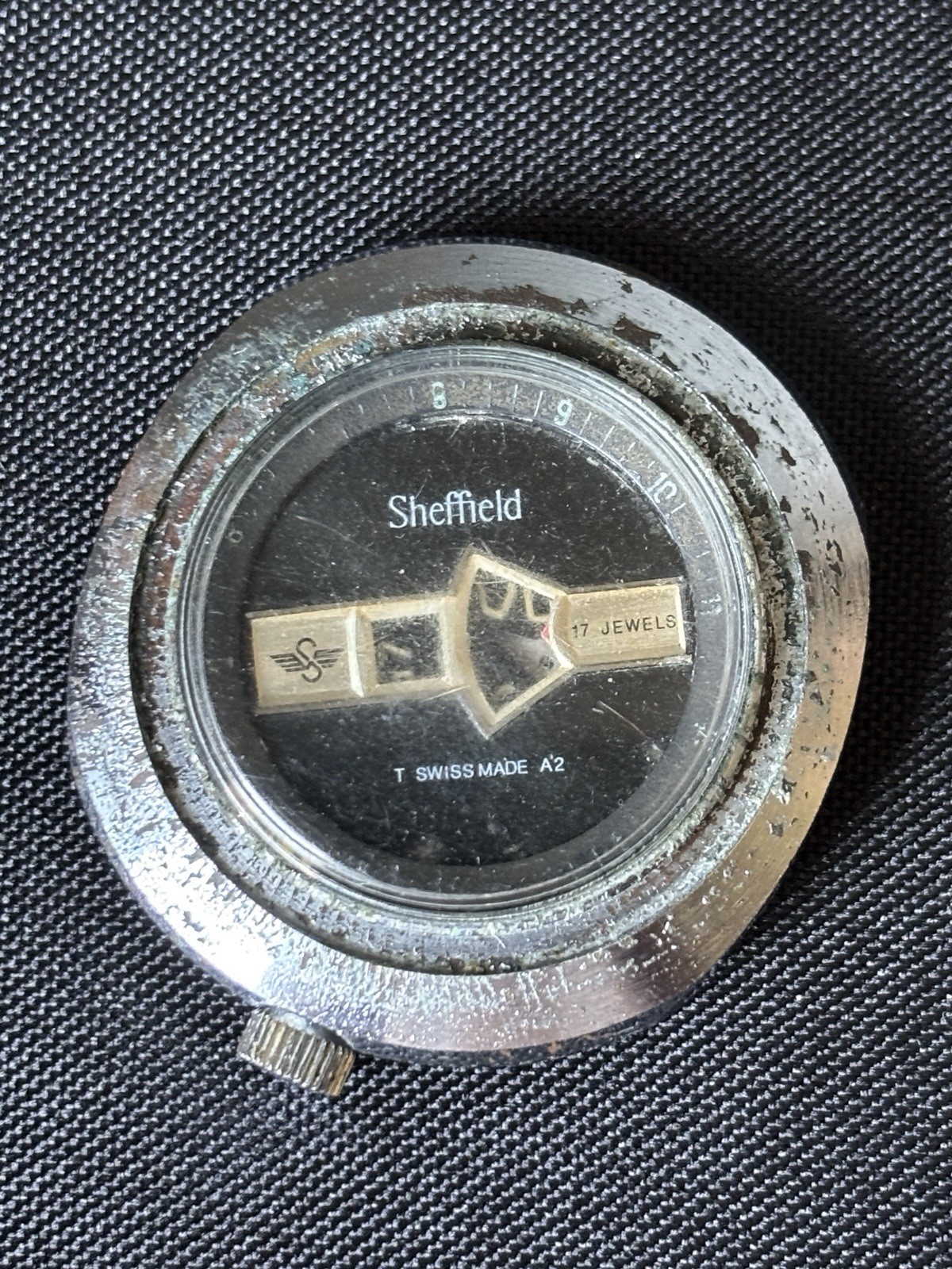 Vintage Sheffield Jump Hour Digital Watch Movement 17J Swiss 100M Parts Repair