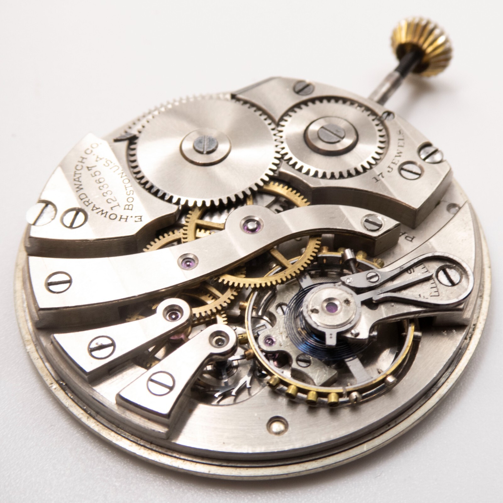 E. Howard Series 7 12-Size 17-Jewel Antique Pocket Watch Movement, Keeps Time