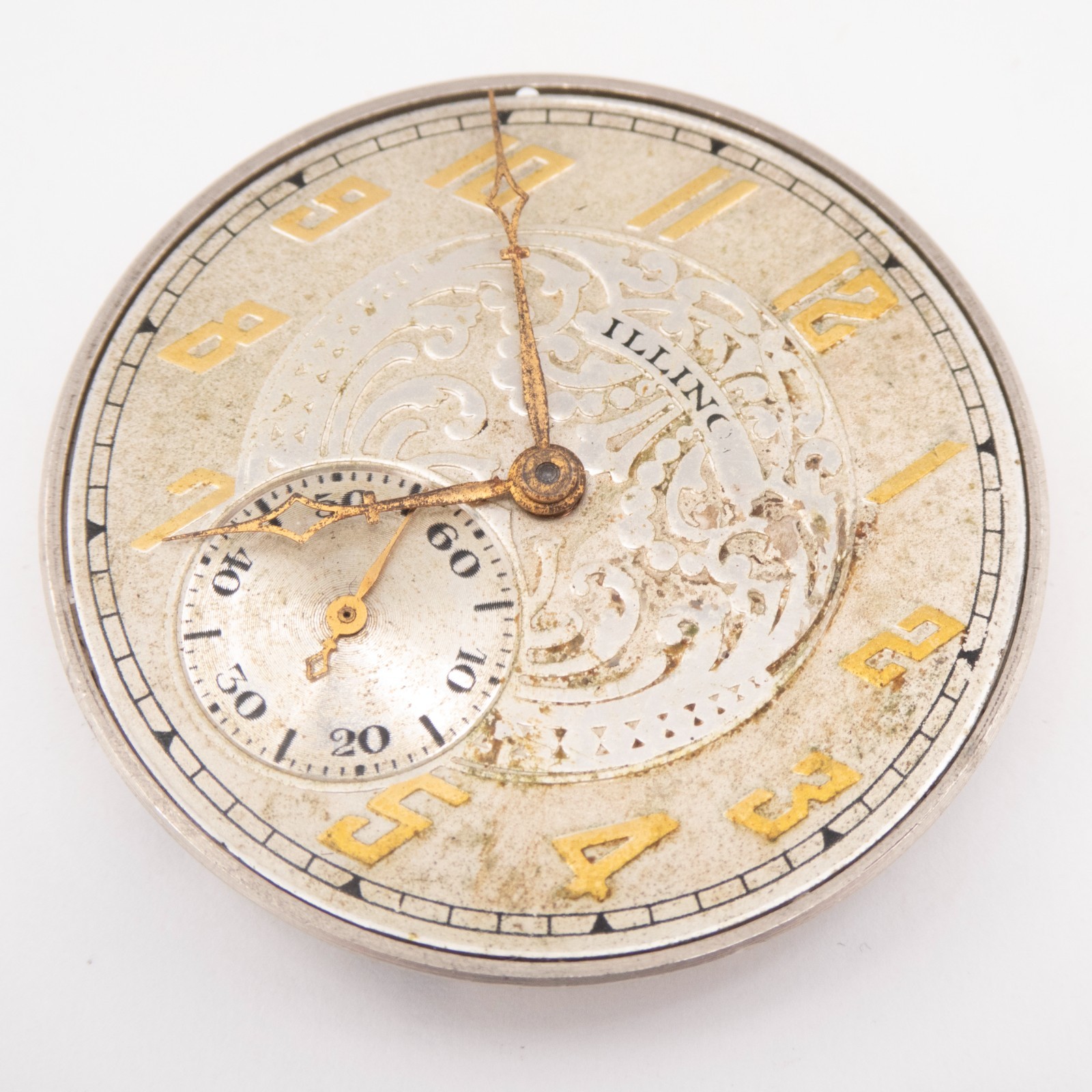 Illinois Grade 415 12-Size 17-Jewel Antique Pocket Watch Movement, Keeps Time