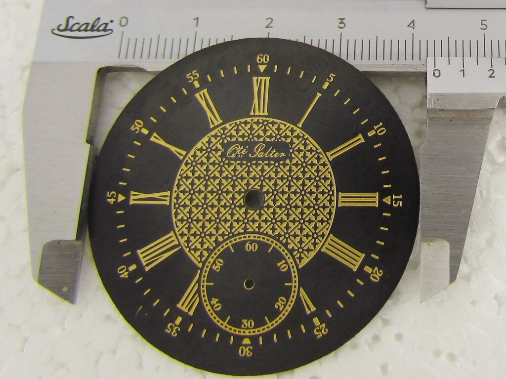 Qualite Salter Re-finished Art Deco Engraved Black Metal Dial 43 mm – EXCELLENT