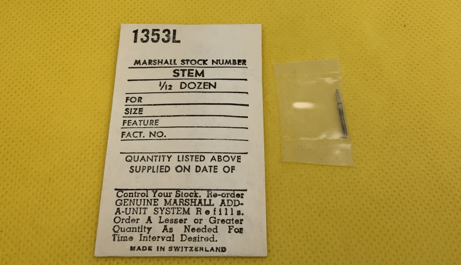 Venus 210 Winding Stem 200-998F, To Fit By Marshall 1353L (1 Stem)