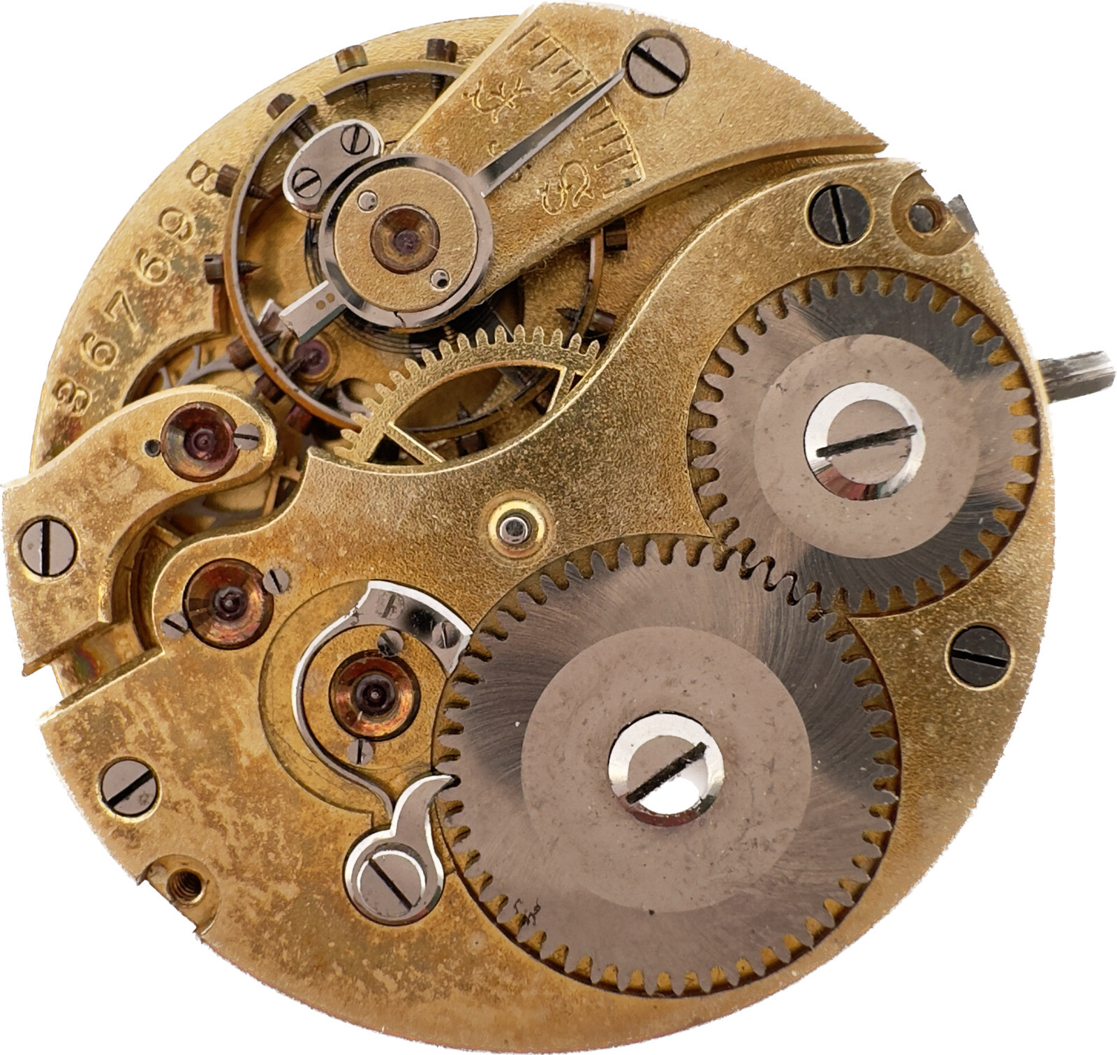 Antique IWC International Co. Mechanical Pocket Watch Movement Runs for Repair