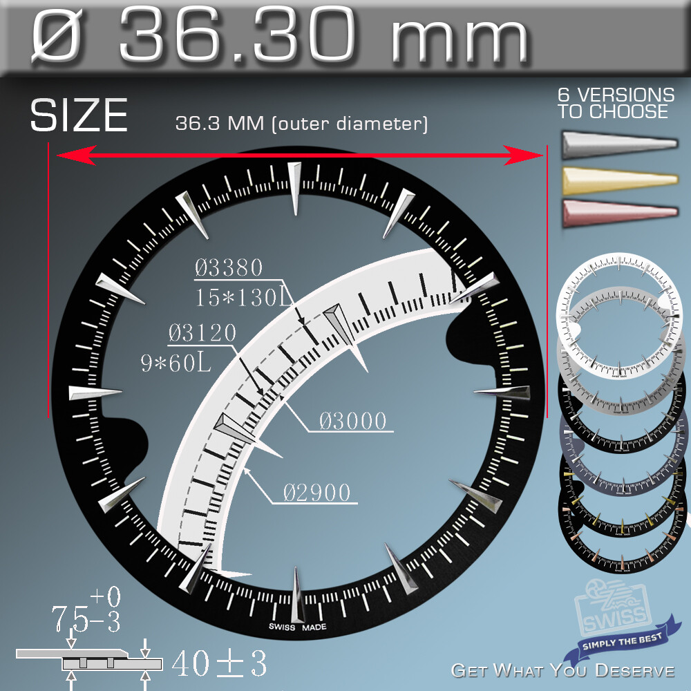 SKELETON RING DIAL, ETA 2824, SW200, ST P6-15 Ø 36,3mm, 4 COLORS, APPLIED HR-Mar