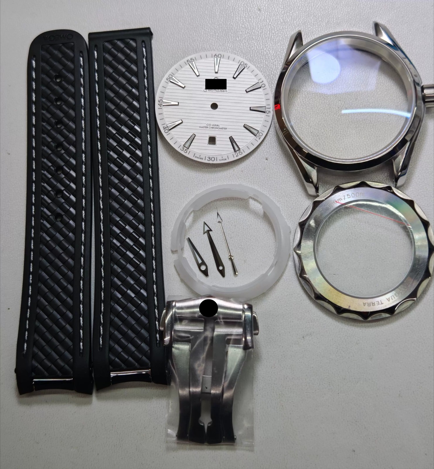 Watch Part Kit for Seamaster 8200 8215 2813 41mm Watch Case+Dial+Hands+Strap
