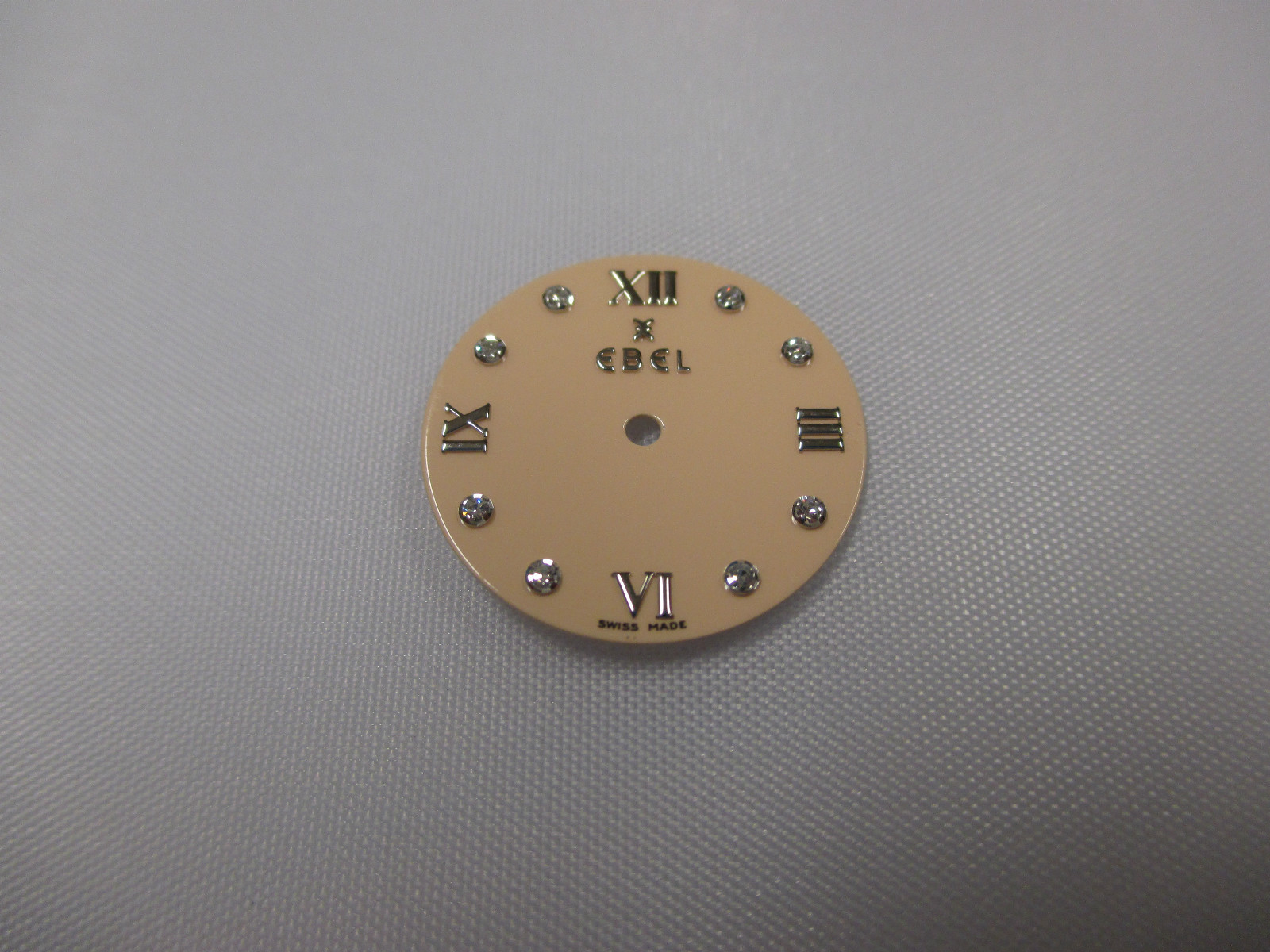 Ebel Beluga Cream 19.94 mm Round Watch Dial w/4 Diamonds & Other Applied Markers