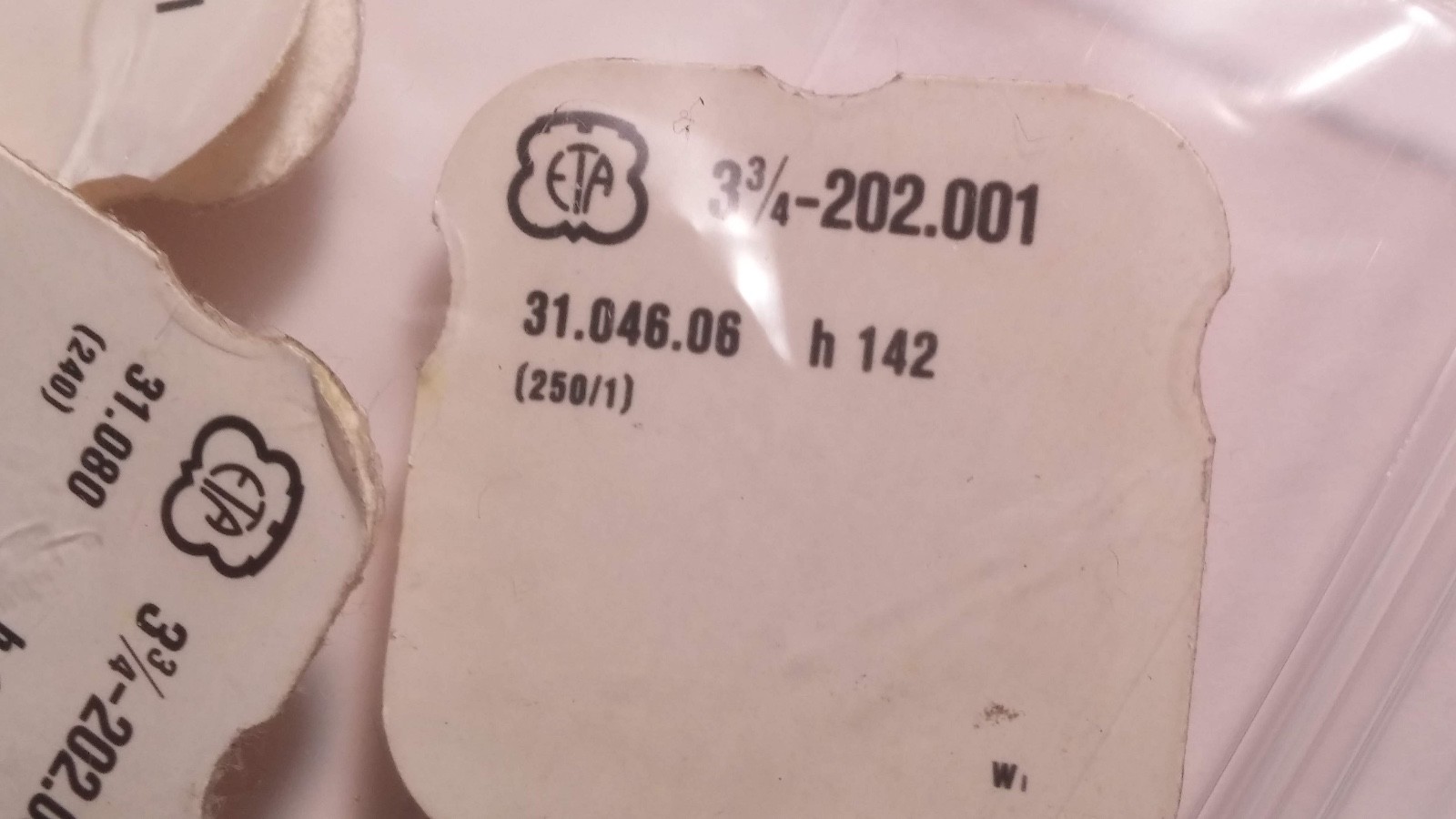 LOT of ETA Parts 11 1/2 255.111, 3 3/4 202.001 240, 142/250, 7 3/4 2540 203. 4 p