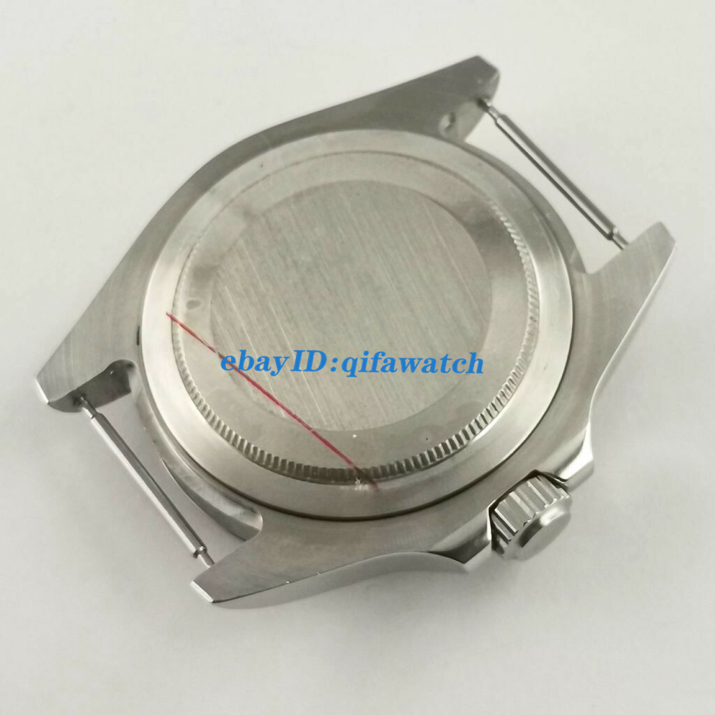 43mm silver watch case steel fixed bezel Fit ETA 2836,8215 821A,DG2813/3804 move
