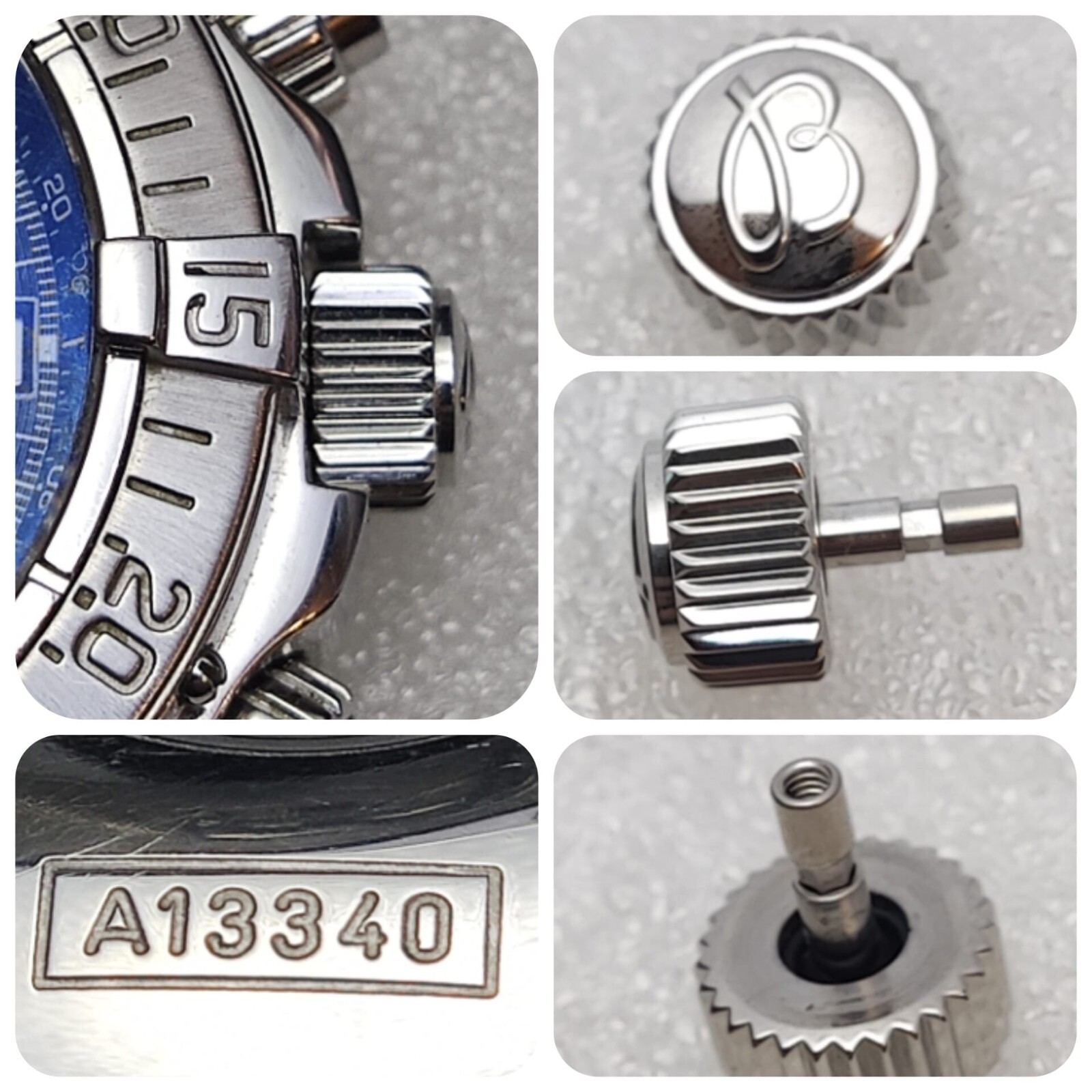Best-fit 7.5 mm screw crown for Breitling SuperOcean Chronograph A13340 etc
