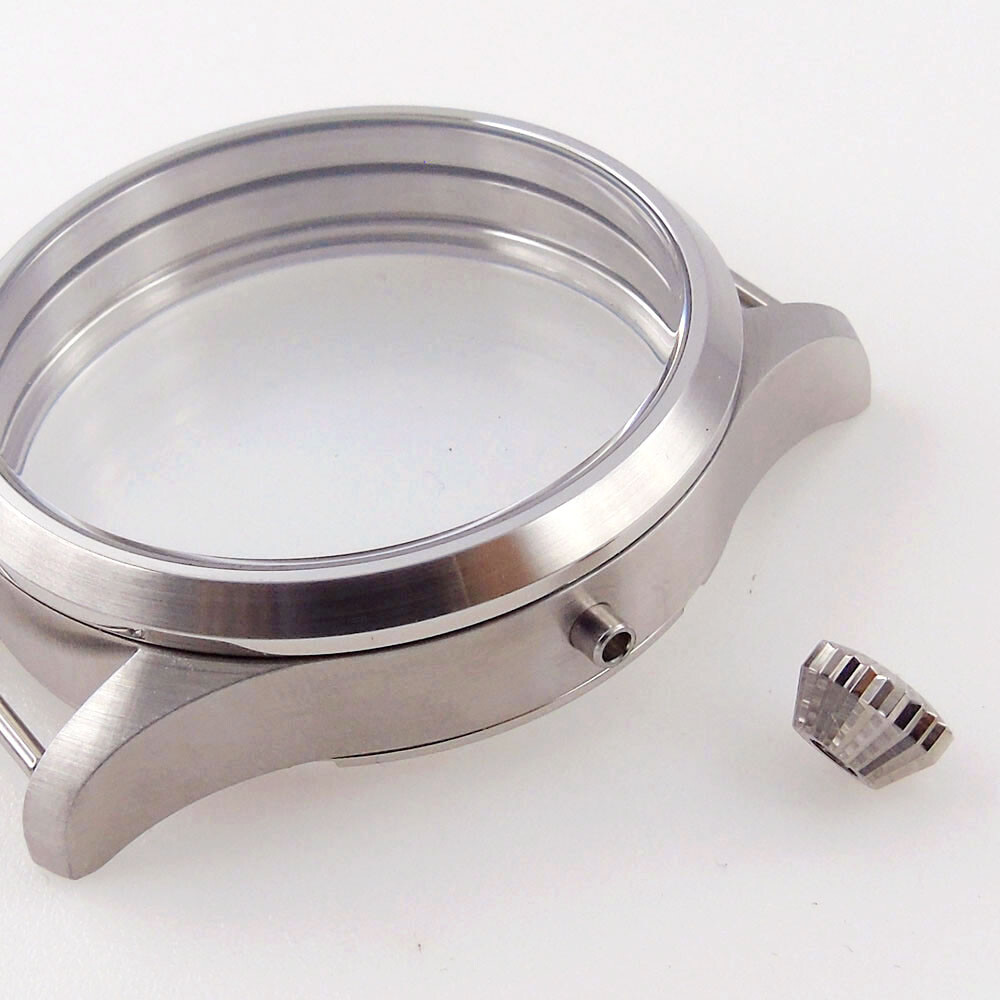 Silver 42mm Sterile Watch Case+Hands+Dial For ETA 6497 ST 3600 Hand Winding Movt