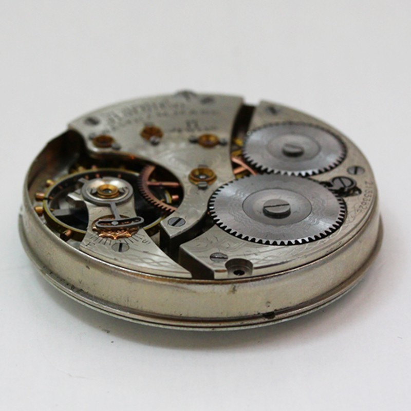 Waltham Grade 625 Model 1908 16 Size Pocket Watch Movement & Enamel Dial ca 1917