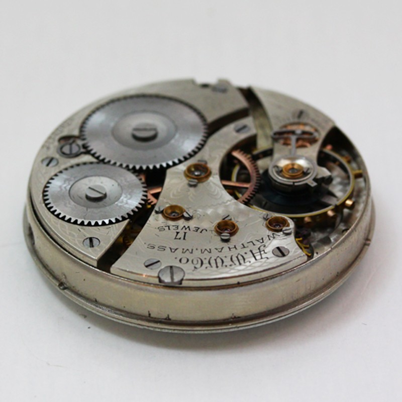 Waltham Grade 625 Model 1908 16 Size Pocket Watch Movement & Enamel Dial ca 1917