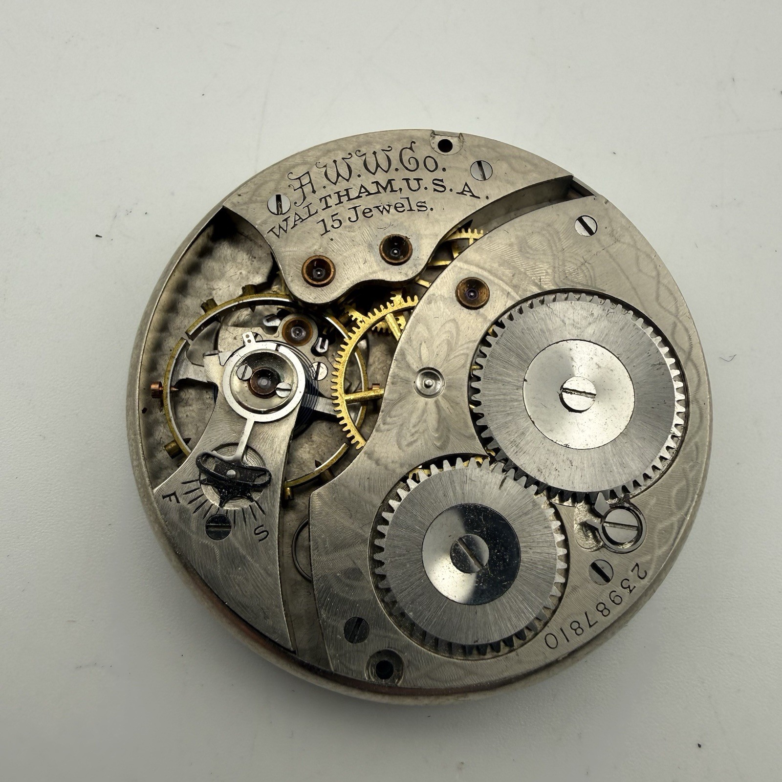 Waltham Pocket Watch Movement Size 12s Grade 220 Model 1894 – For Parts