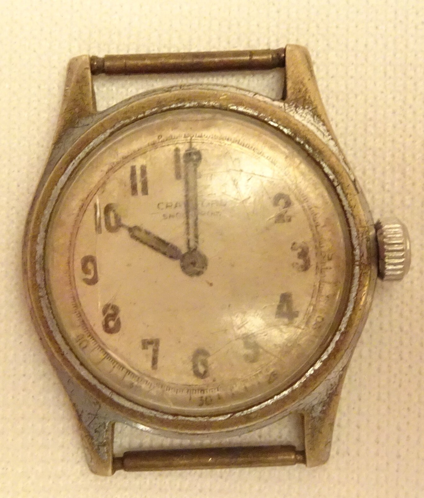 Crawford Wristwatch Movement 17J Men’s Vintage Parts or Repair