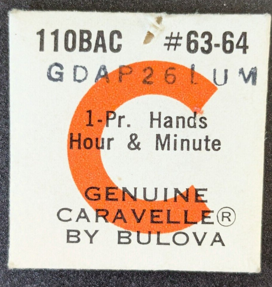 NOS Bulova Caravelle 110BAC GDAP 26 LUM Watch Hand Set 63/64 Gold Dauphine Pitch