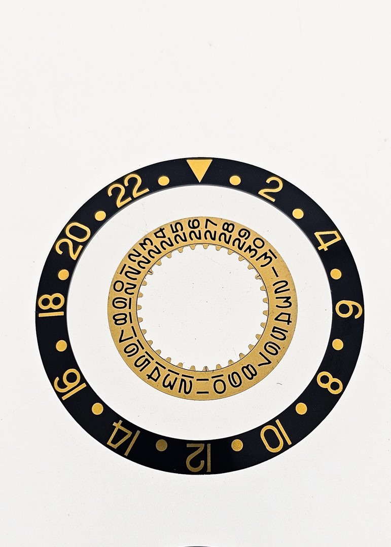 Rolex dial + hands + disc date bezel Ref.1675 GMT-MASTER DIAL NIPPLE set