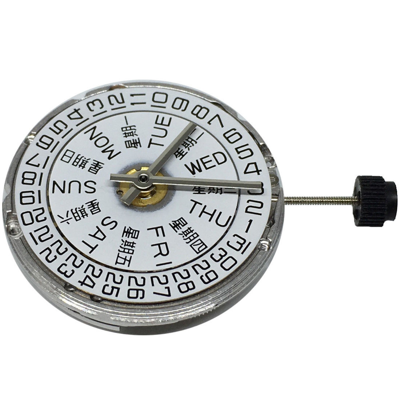 White/Gold Day/Date@3 Automatic Watch Movement For ETA 2836-2 SELLITA SW220 D
