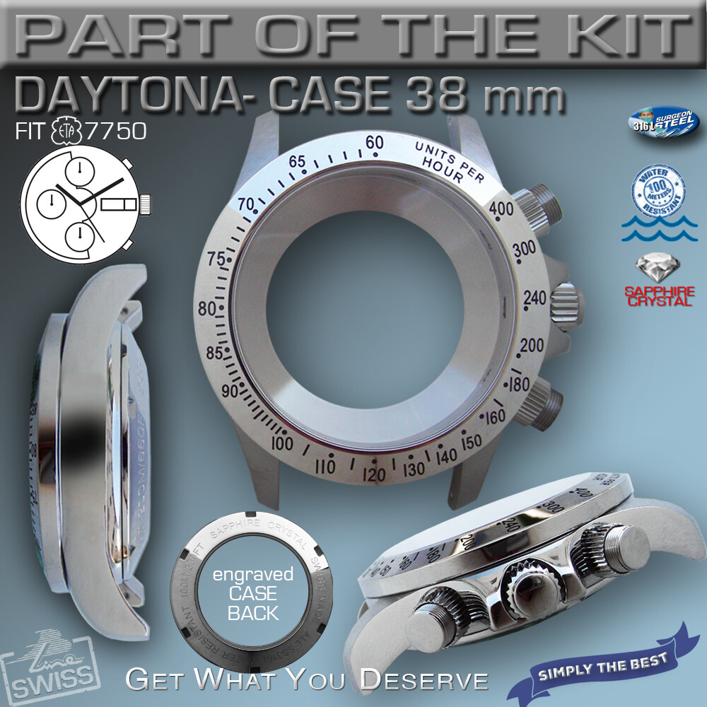 DO IT YOURSELF KIT: 7750 ETA-VALJOUX, DAYTONA, 316L ST-ST CASE + BAND