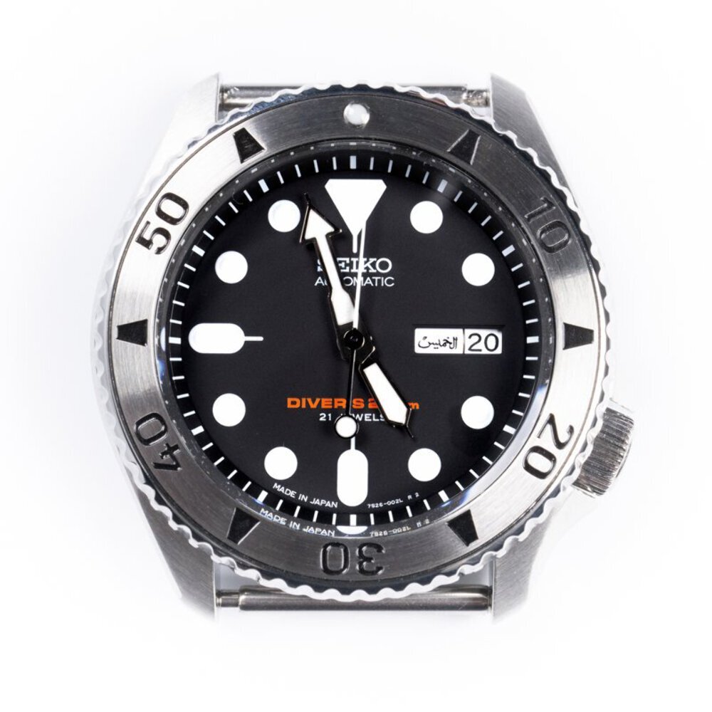 SKX007/SRPD Flat Steel Bezel Insert – Black Bold Markers/Black Triangle Dagger –