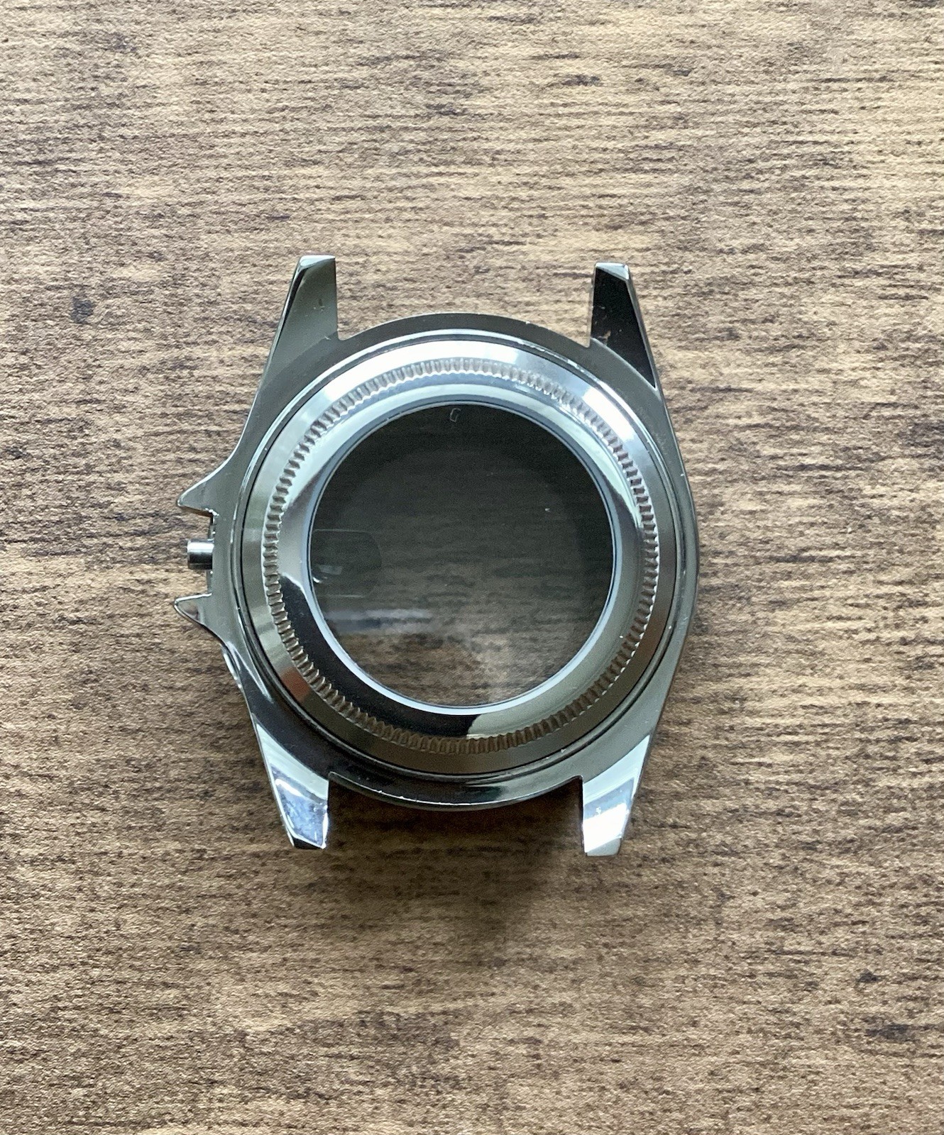 Stainless Steel Silver Watch Case with Bezel Insert, Red/Black Colors