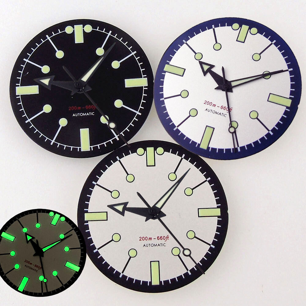 31mm Sterile Black White Blue Dial Fit NH35A NH36A 2824 Automatic Mens Watch