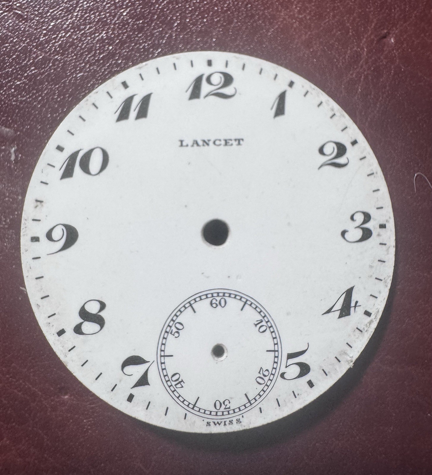 Lancet White Enamel Watch Dial Face Arabic Numerals Subdial Compatible Lancet