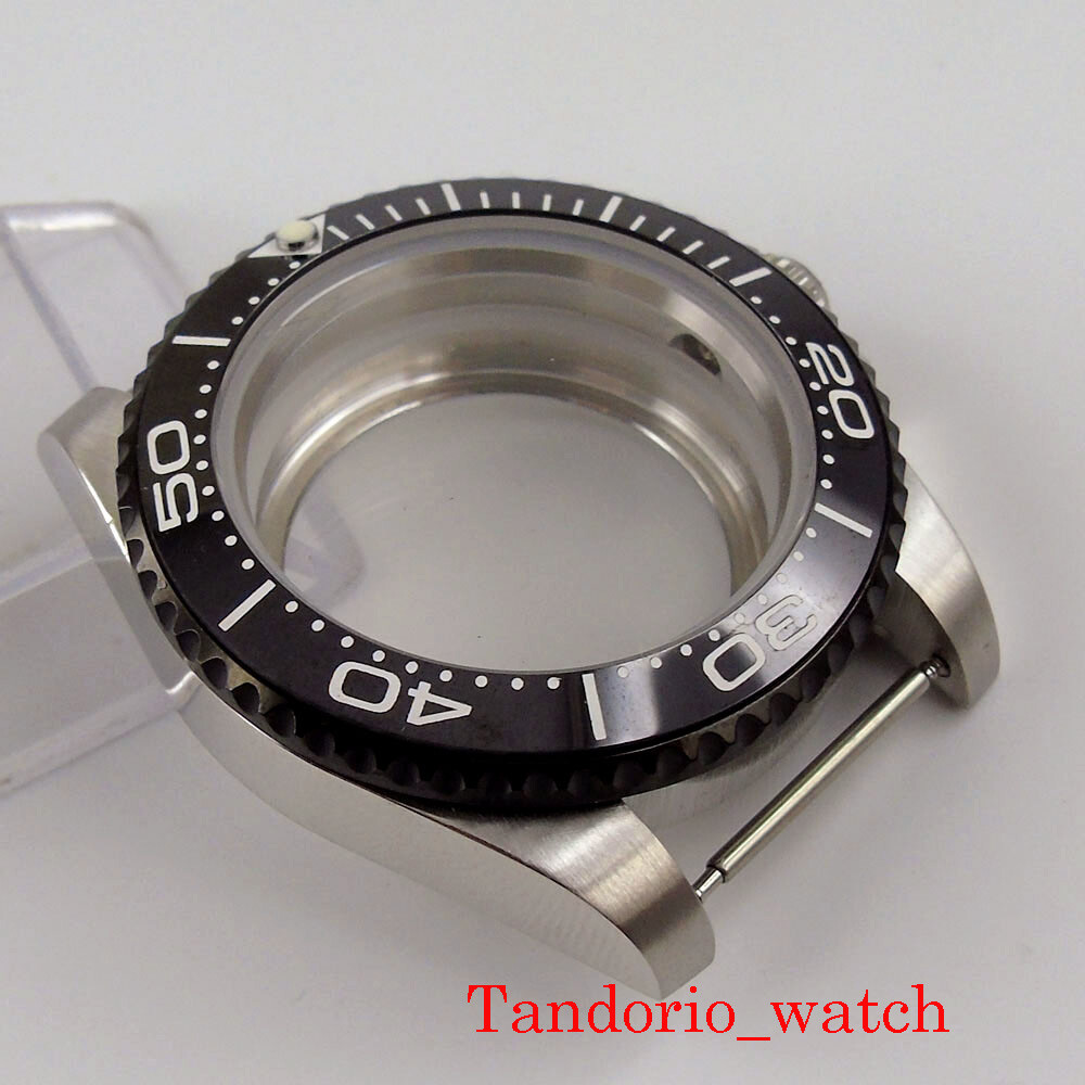 Fit NH35A NH36A Movement 40mm Watch Case Black PVD Ceramic Bezel Sapphire Glass
