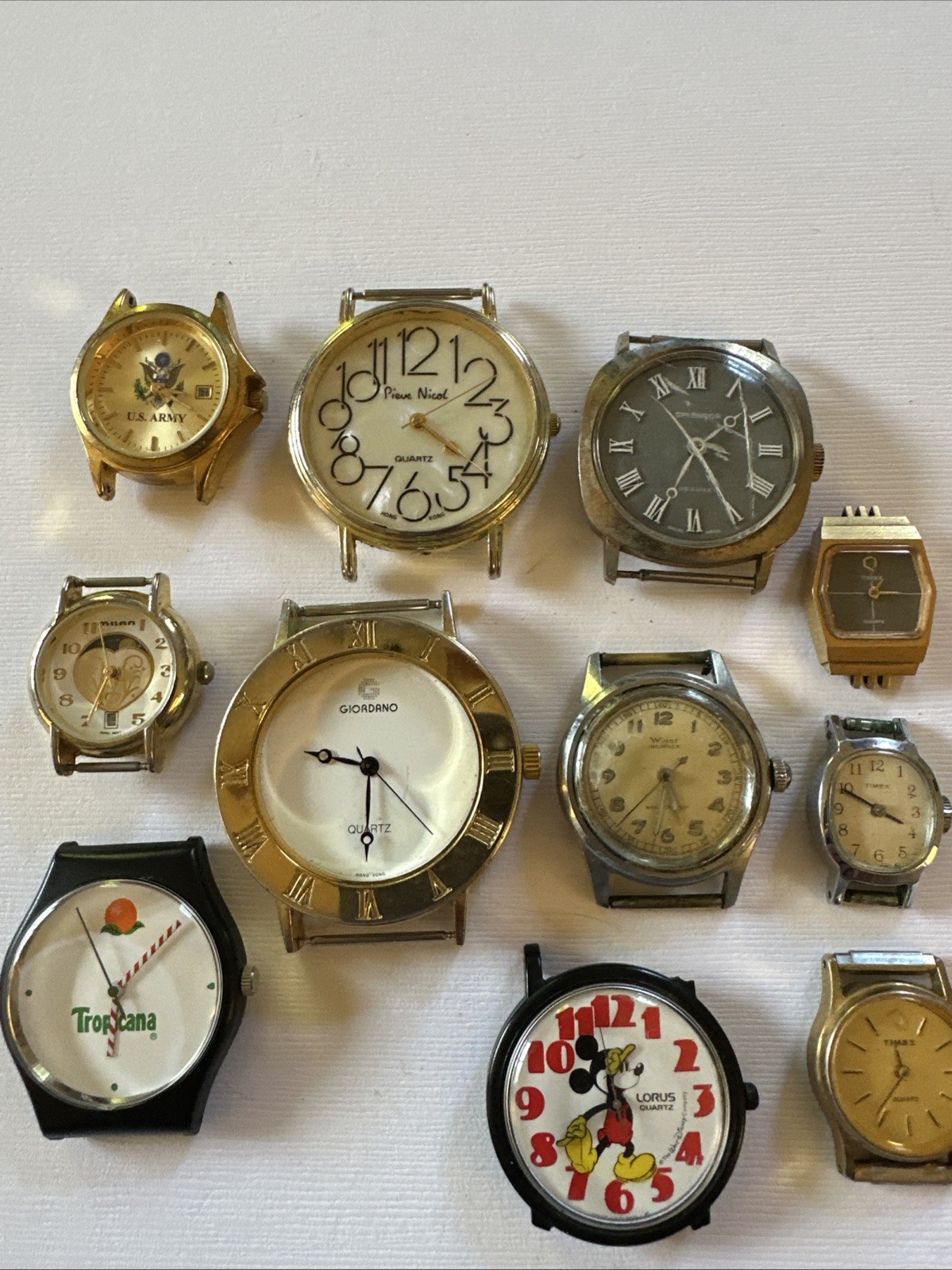 Vintage Watch Lot 8 Pc Timex Lorus Mickey Mouse Wyler Parts Repair Untested