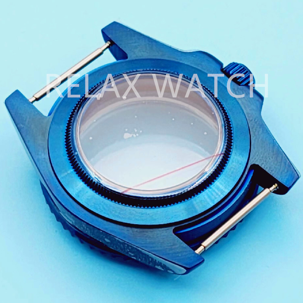 40MM PVD BLUE SS AR Sapphire Glass WATCH CASE FITS NH35 PT5000 ETA2824 Movement