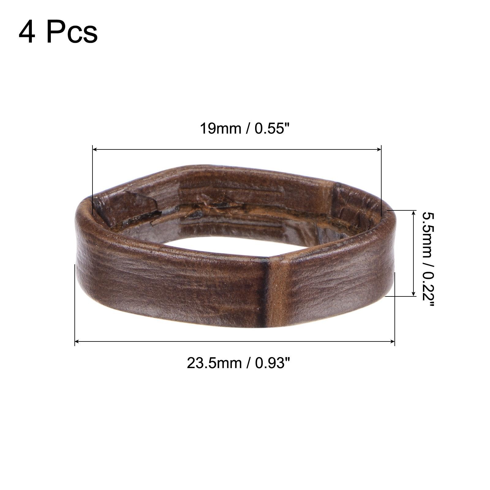 4 Pcs PU Leather Loops Retaining Ring for 19mm Width Watch Band, Dark Brown