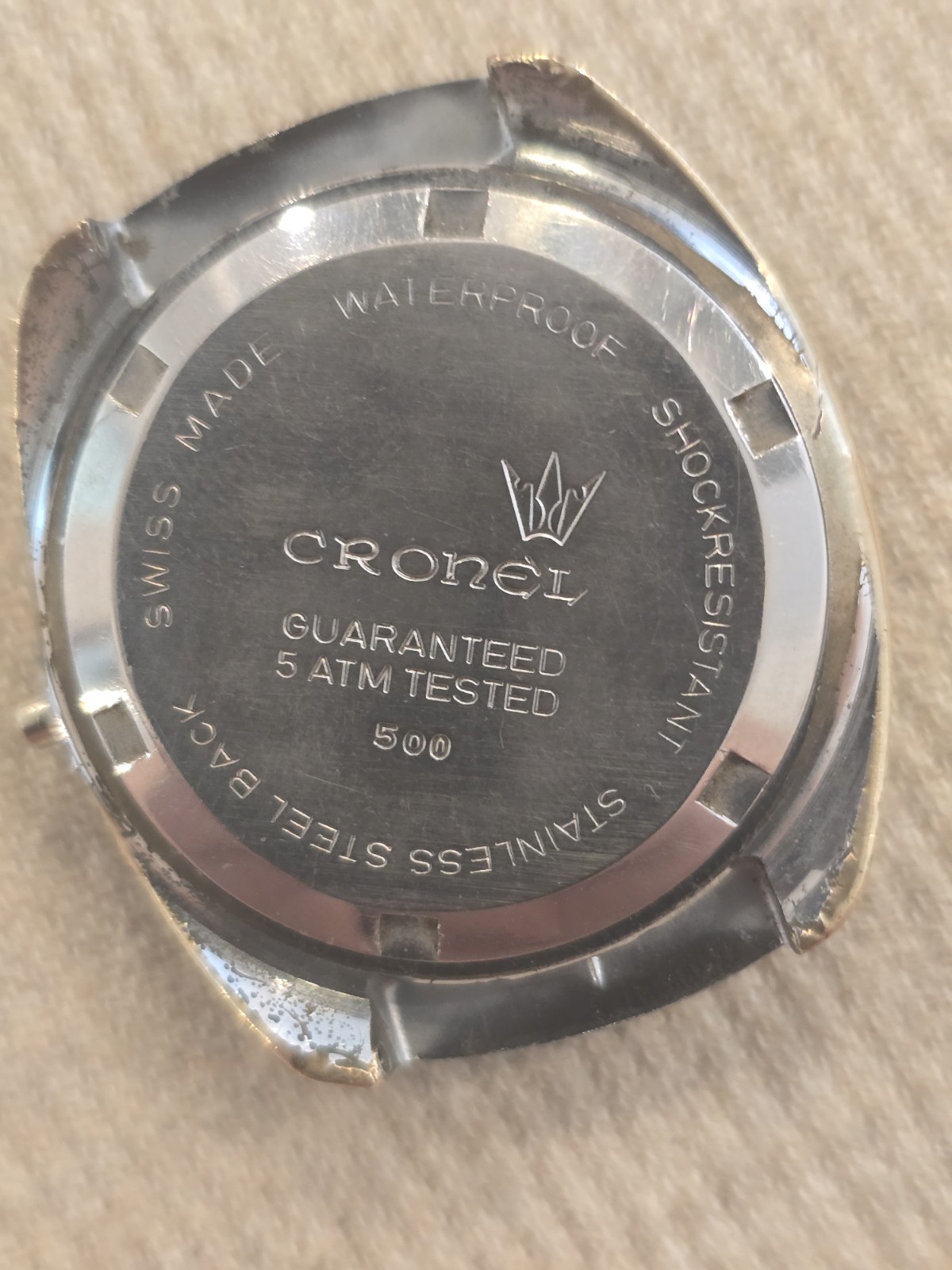 Cronel Stainless Steel Wristwatch Case Silver Tone, Empty Replacement Case 500