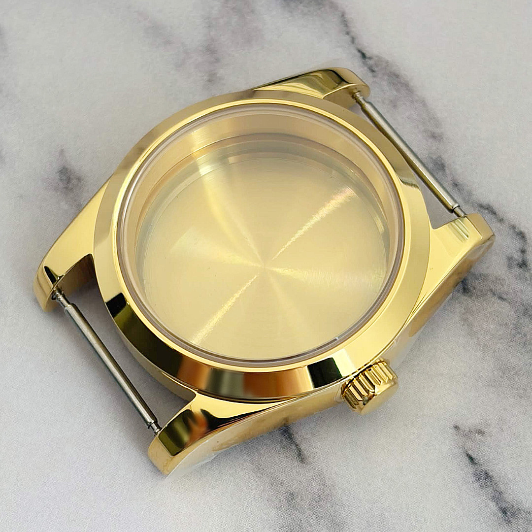 36mm Gold Stainless Steel Sapphire Watch Case Modify Kit For Nh35 Nh36Movement
