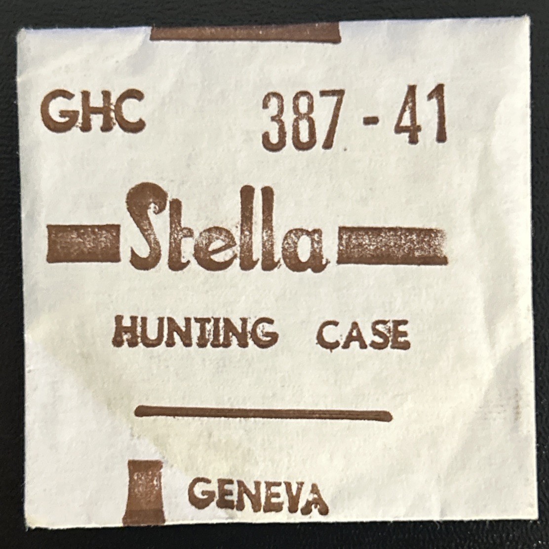 Vintage Stella GHC Hunting Case Crystal 387-41 Geneva Sealed NOS