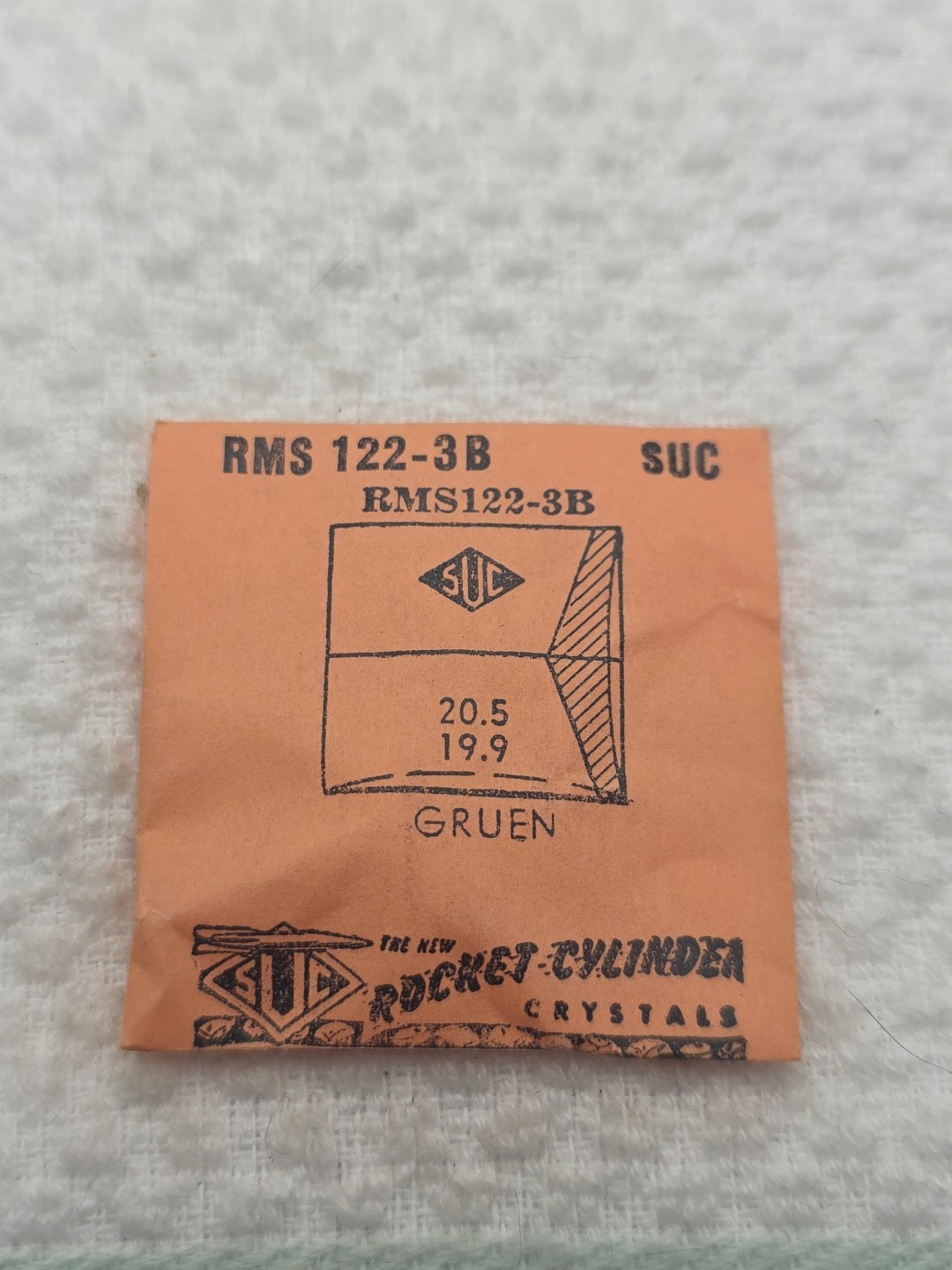 SUC Rocket Cylinder Watch Crystal RMS122-3B Gruen 20.5X19.9