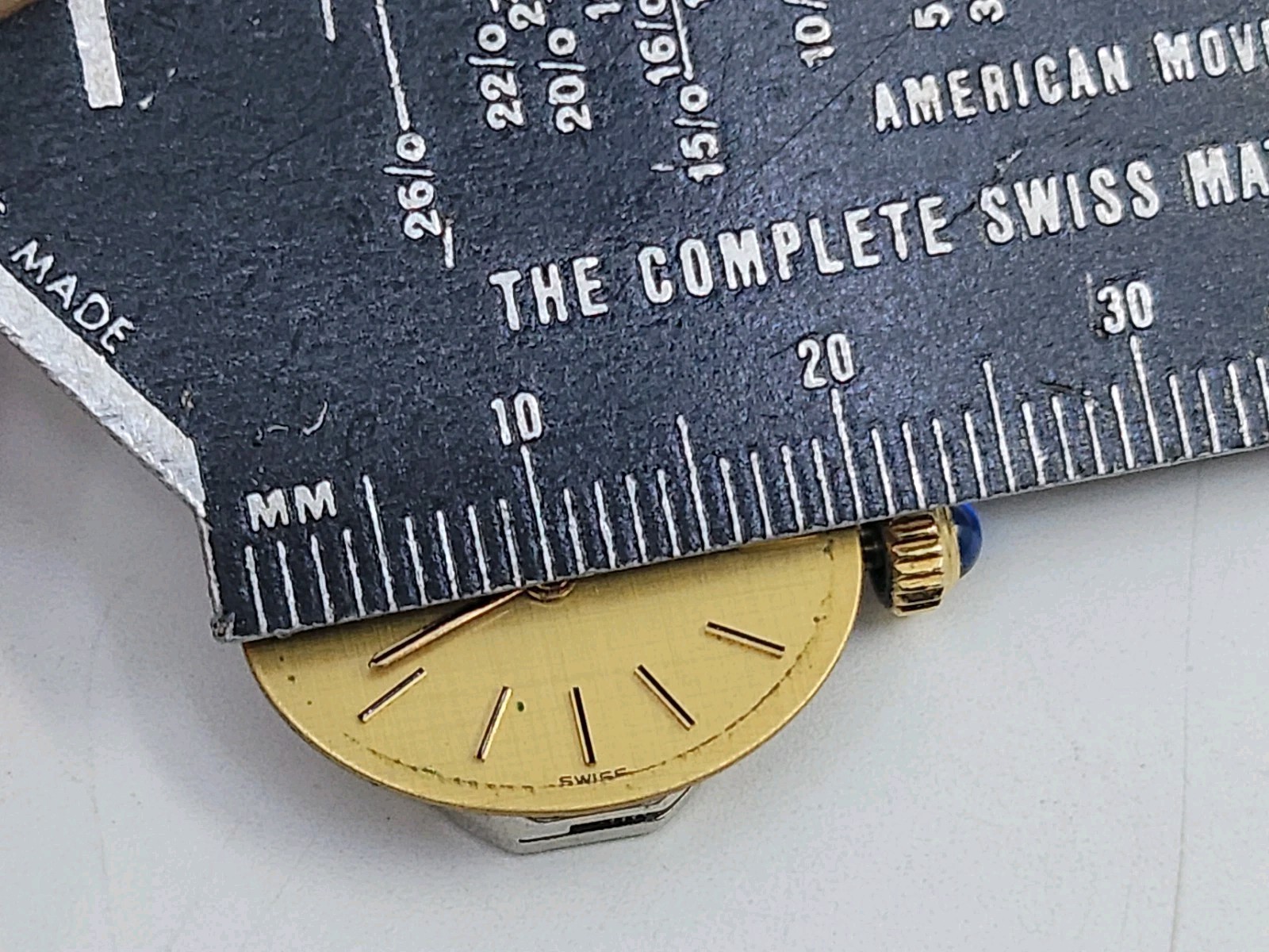 Vintage Concord 17j Mechanical Watch Movement Parts Only 14k Gold Jeweled Crown