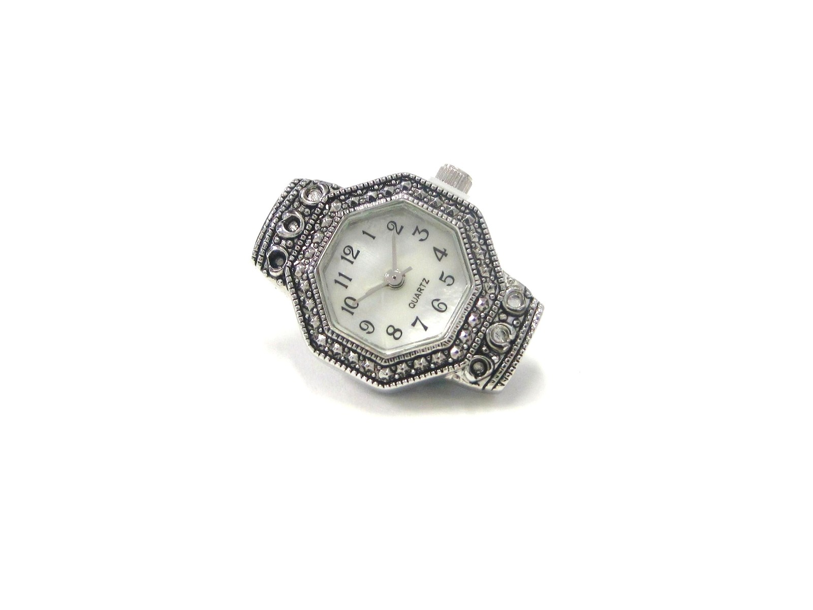 Beading Watch Face Marcasite Mother of Pearl Face Battery included Vintage Look