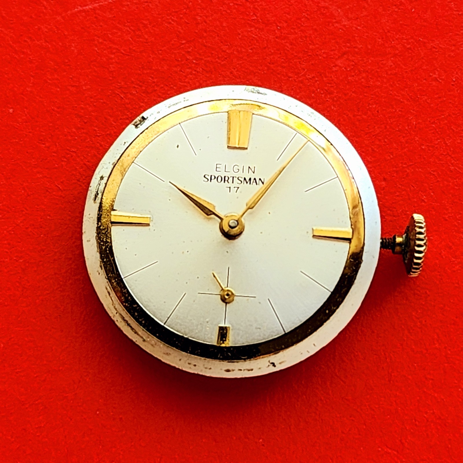 Elgin Sportsman 17 Watch Movement 887 Crown Stem Dial Balance Wheel Parts